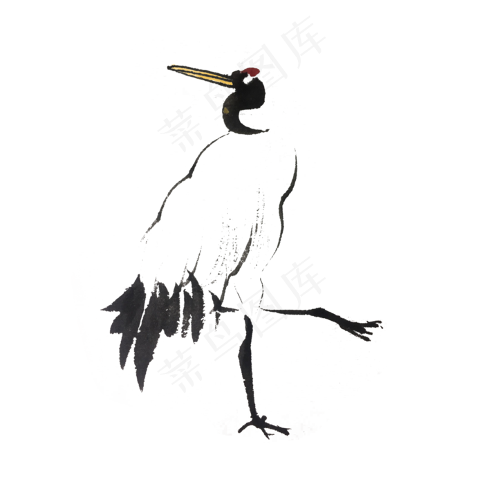 水墨中国风仙鹤手绘插画,免抠元素