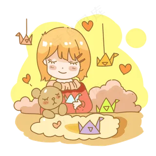 折千纸鹤小女孩