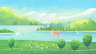 夏日小清新山水风景