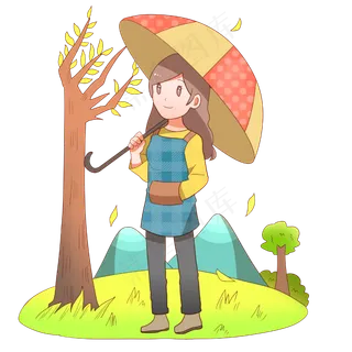 清明节拿伞的小女孩