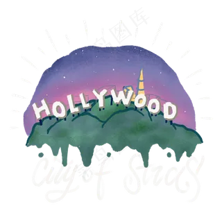 涂鸦好莱坞景色接头夜色美国文化