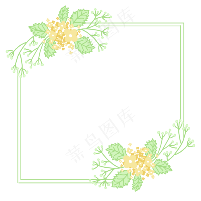 手绘花卉小清新边框标题