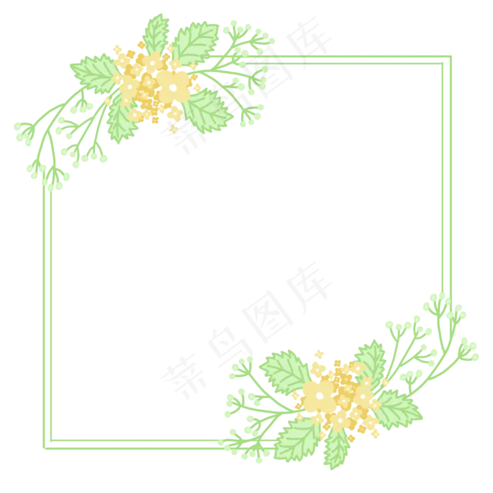 手绘花卉小清新边框标题(2000X2000(DPI:300))psd模版下载