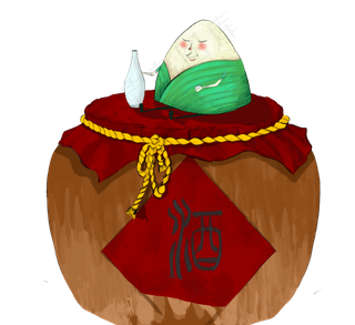 中华传统美食粽子与米酒