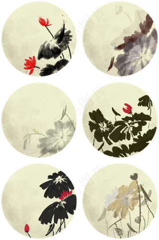 中国风古典风格古风水墨花鸟矢量,免抠元素