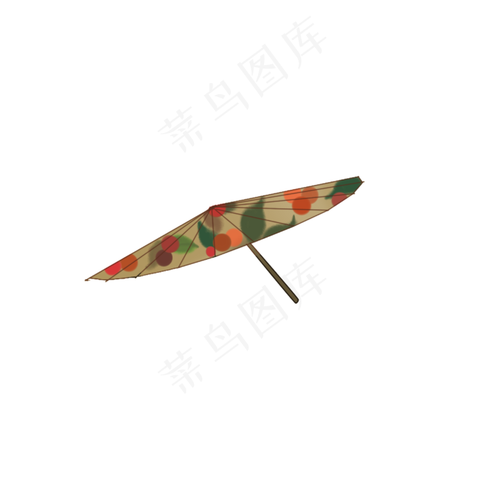 红色樱桃果子花纹古风雨伞(3000X3000(DPI:300))psd模版下载