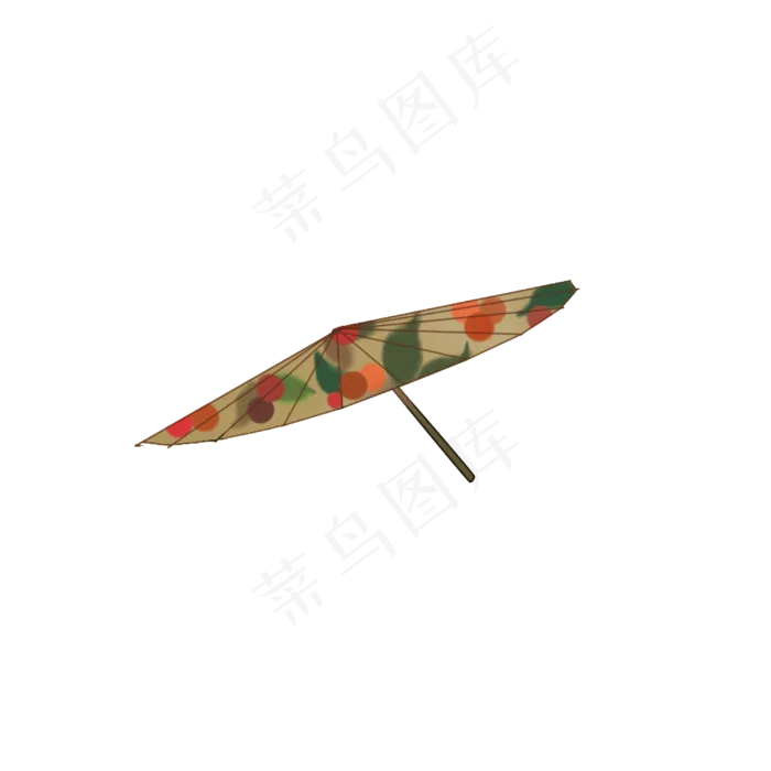 红色樱桃果子花纹古风雨伞(3000X3000(DPI:300))psd模版下载