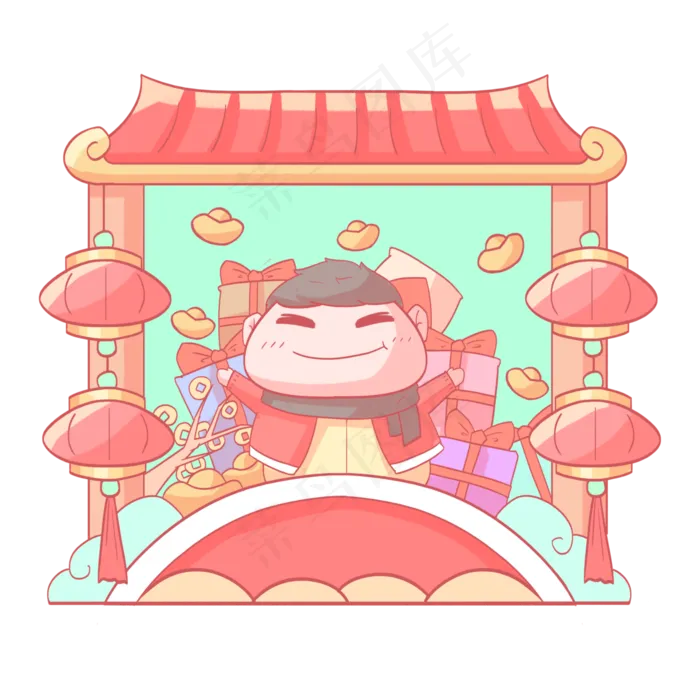 2019农历新年采买年货新年购物人�,免抠元素