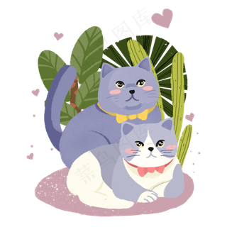 彩色创意可爱小猫元素