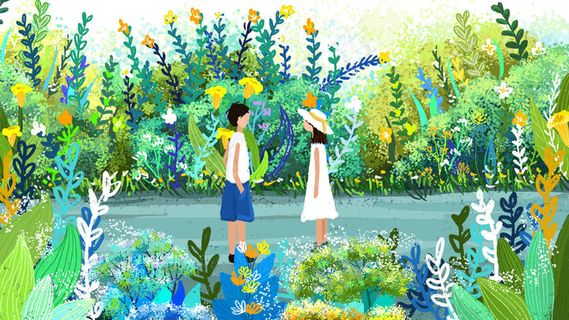 春季旅行路上情侣