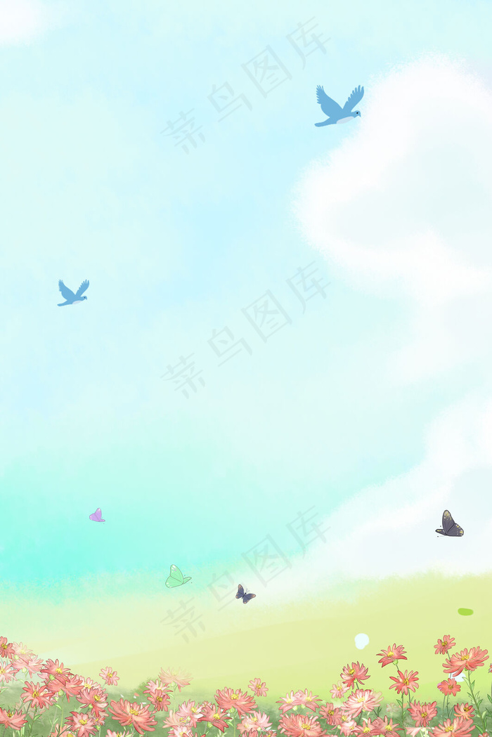 惊蛰绿色草地psd分层banner(3545*5315px 	      )psd模版下载