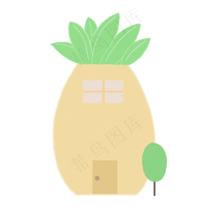 菠萝房子装饰插画