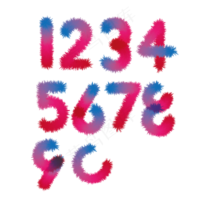 数字+渐变风+毛毛虫+电商数字+0+1+2+3+5+6+7+(720*720px)ai矢量模版下载