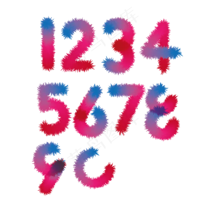 数字+渐变风+毛毛虫+电商数字+0+1+2+3+5+6+7+