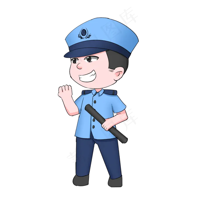 卡通劳动节扁平系职业人物之警察(2000X2000(DPI:300))psd模版下载