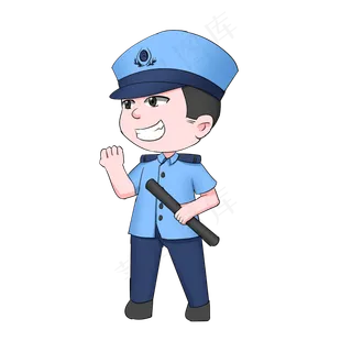 卡通劳动节扁平系职业人物之警察