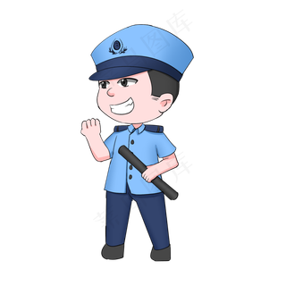 卡通劳动节扁平系职业人物之警察