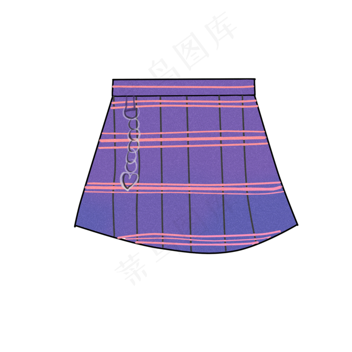 少年少女时尚潮牌格纹短裙PNG