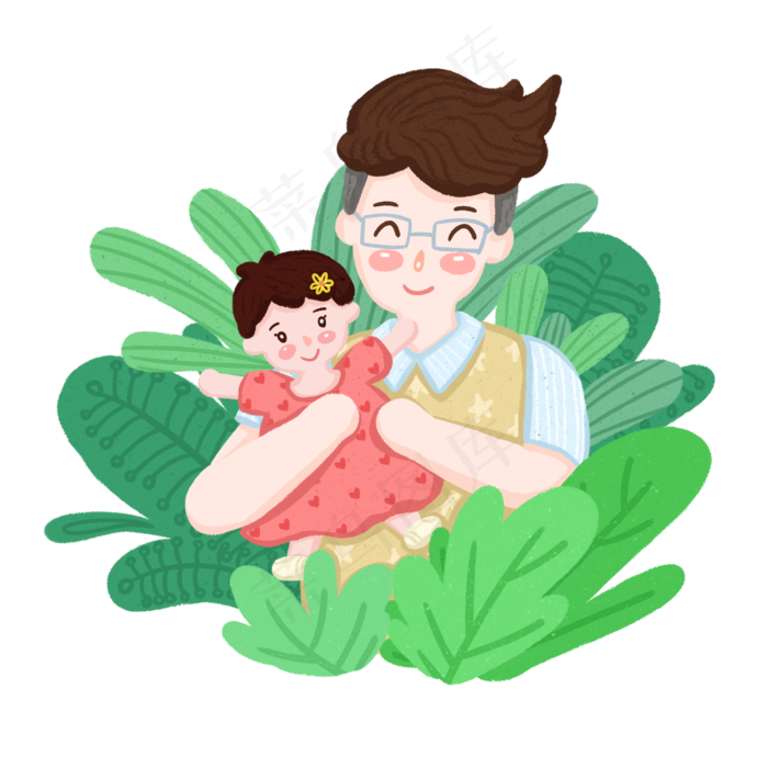 父亲节爸爸抱着宝宝PNG免抠图