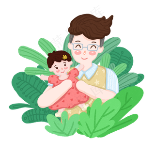 父亲节爸爸抱着宝宝PNG免抠图
