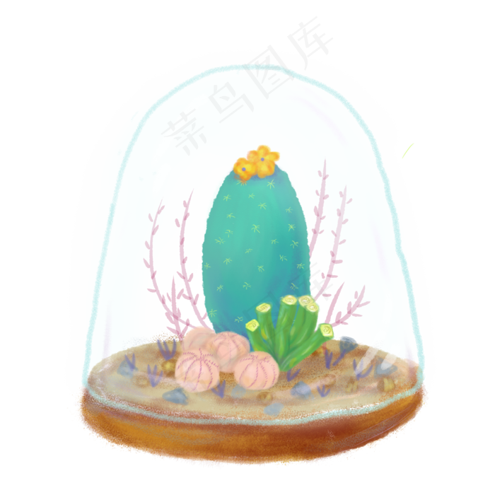 手绘风可爱小清新多肉植物,免抠元素