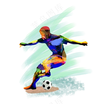 2018世界杯足球运动员水彩创