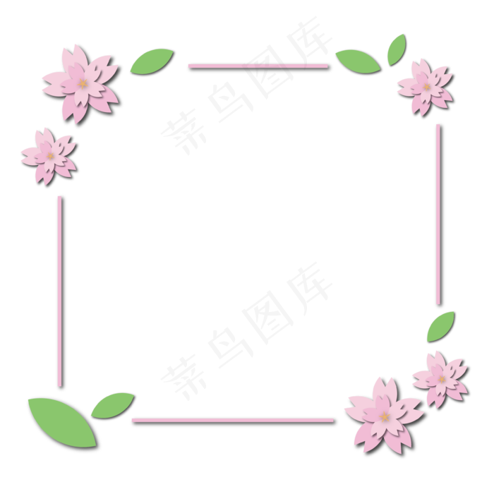 立体投影粉色樱花小叶子边框矢量