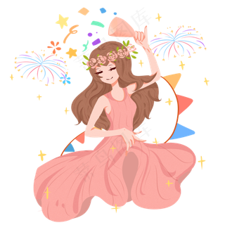 跨年狂欢人物跳舞的舞女喜迎跨年,免抠元素