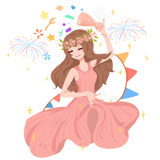 跨年狂欢人物跳舞的舞女喜迎跨年,免抠元素