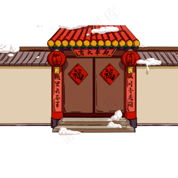 彩色春节门口,免抠元素(2000X2000(DPI:300))psd模版下载