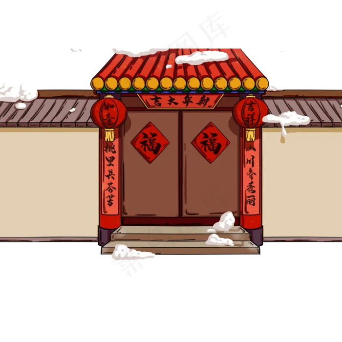 彩色春节门口,免抠元素(2000X2000(DPI:300))psd模版下载