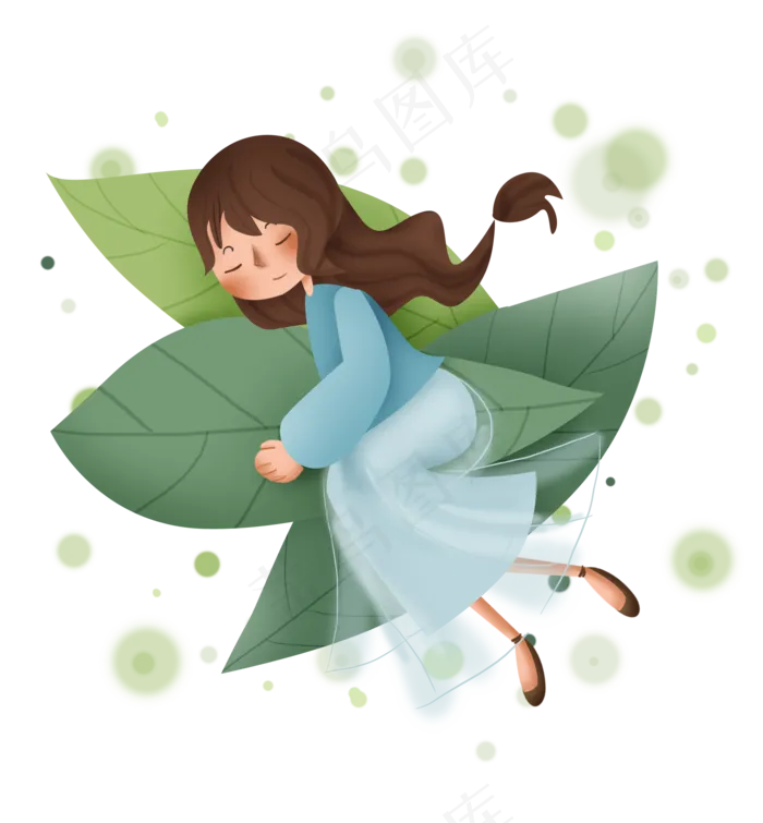 世界睡眠日叶子和睡觉的少女(2000X2158(DPI:299))psd模版下载