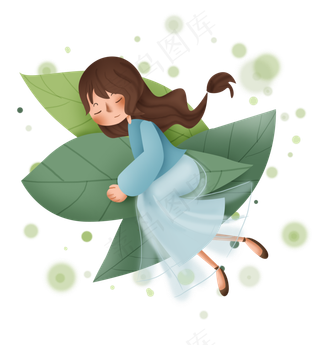 世界睡眠日叶子和睡觉的少女