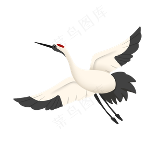 飞翔着的和风仙鹤,免抠元素