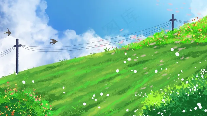 春天春暖花开白云(2880*1620px 300 dpi )psd模版下载