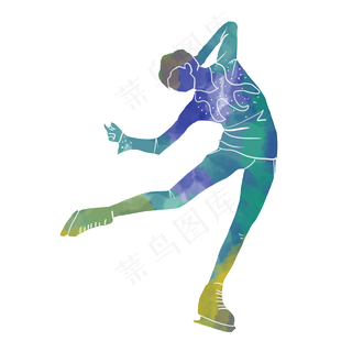 水彩运动花样滑冰素材