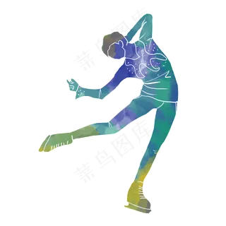 水彩运动花样滑冰素材