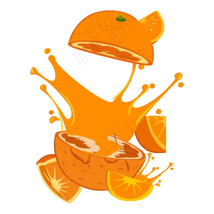 橙子创意果汁喷洒(2000X2000(DPI:300))psd模版下载