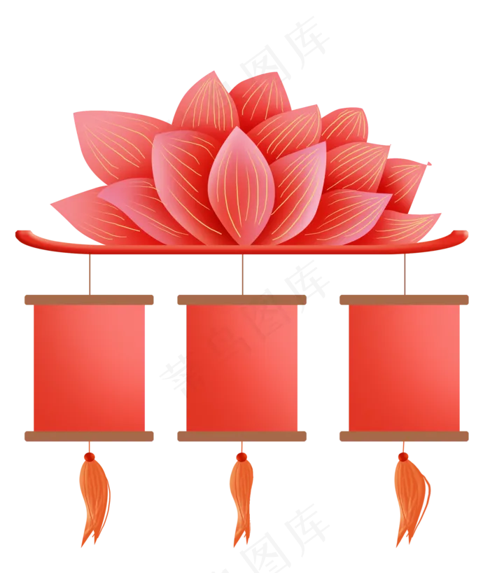 红色灯笼花朵优惠券边框,免抠元素(2000X2336(DPI:299))psd模版下载