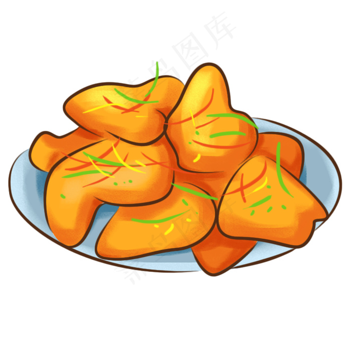 卡通美食新年餐饮东北菜锅包肉概,免抠元素