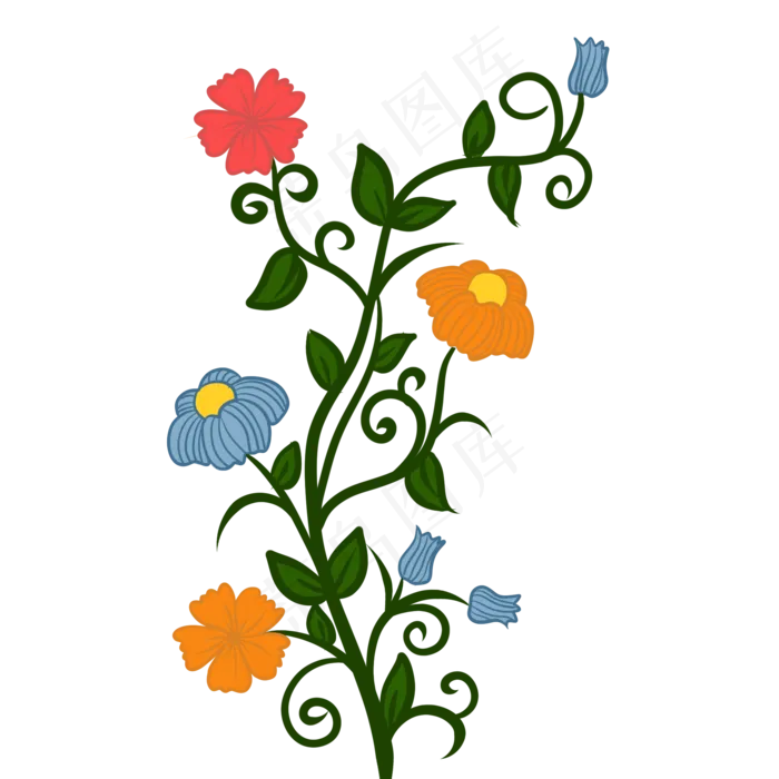 彩色花朵图案(2000X2000(DPI:300))psd模版下载