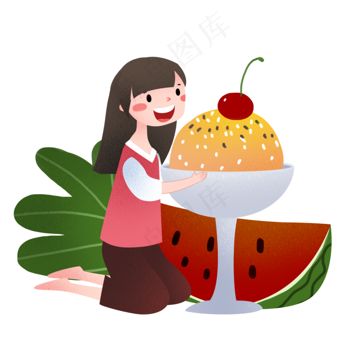 立夏西瓜水果插画