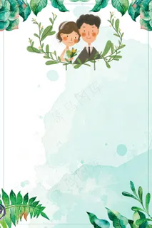 矢量手绘简约婚礼邀请函