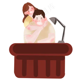 父亲节拥抱父亲手绘