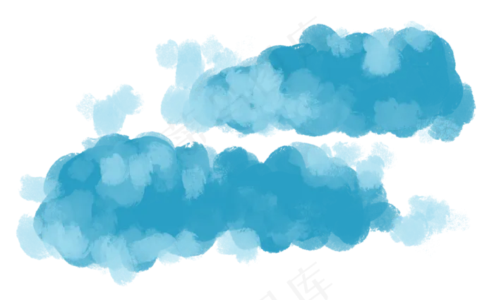 手绘蓝色水彩肌理云朵(3508X2130(DPI:300))psd模版下载