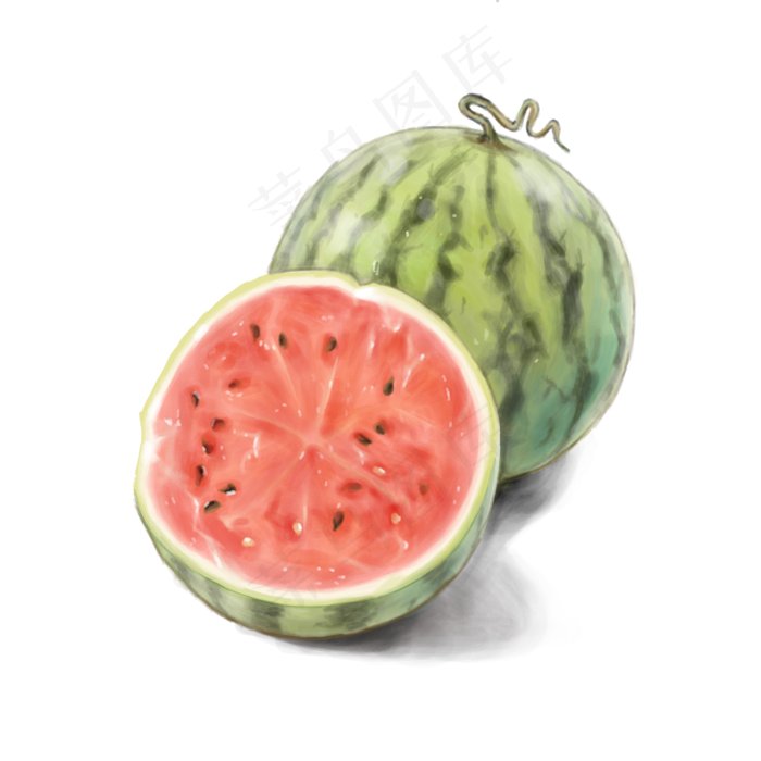 西瓜水果手绘矢量图,免抠元素