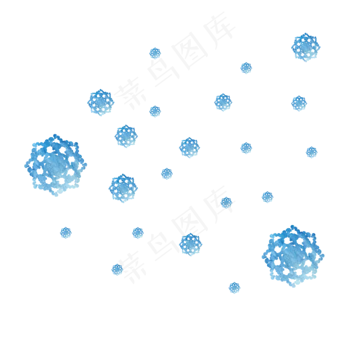 蓝色雪花,免抠元素(2500X2500(DPI:299))psd模版下载