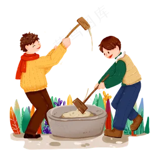 二十四节气之大寒打年糕免抠人物