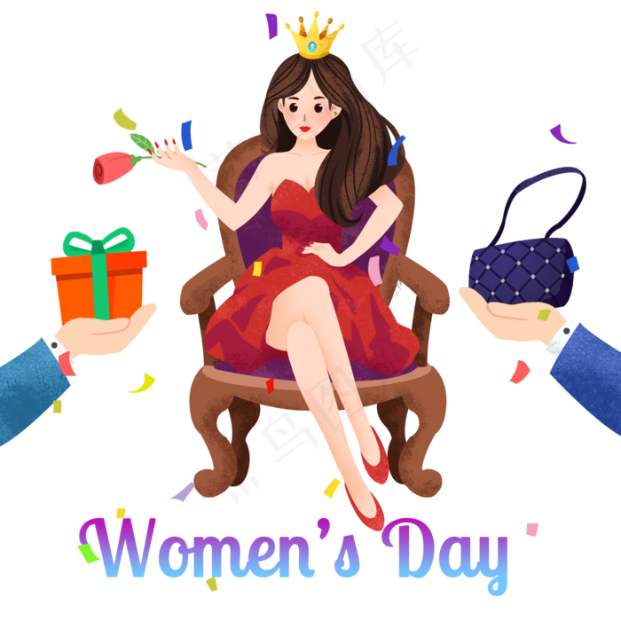 女神节漂亮的小女孩,免抠元素