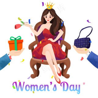 女神节漂亮的小女孩,免抠元素